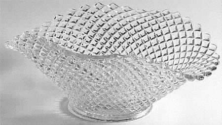 English Hobnail Clear (Round Base) Oval Crimped Bowl