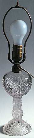 English Hobnail Clear (Round Base) 9" Ball Style Electric Lamp
