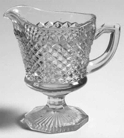 English Hobnail Clear (Round Base) Footed Creamer