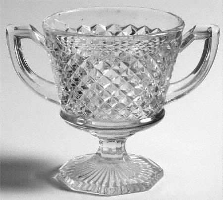 English Hobnail Clear (Round Base) Footed Open Sugar