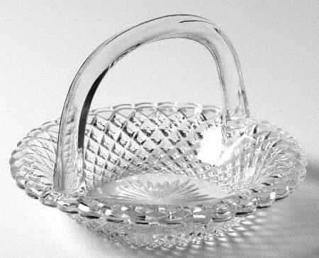 English Hobnail Clear (Round Base) 5" Handled Basket