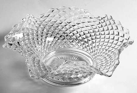 English Hobnail Clear (Round Base) Round Crimped Bowl