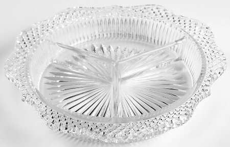 English Hobnail Clear (Round Base) 8" Round 3 Part Relish