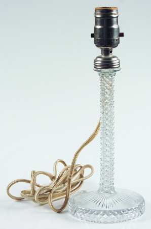 English Hobnail Clear (Round Base) Electric Lamp & Shade