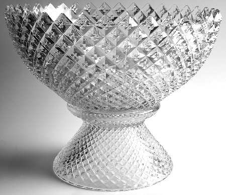 English Hobnail Clear (Round Base) Punch Bowl with Stand
