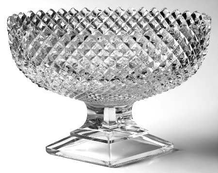 English Hobnail Clear (Round Base) 9" Oval Footed Bowl