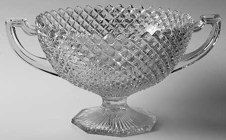 English Hobnail Clear (Round Base) 8" Handled Bowl