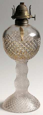 English Hobnail Clear (Round Base) 9" Ball Style Oil Lamp