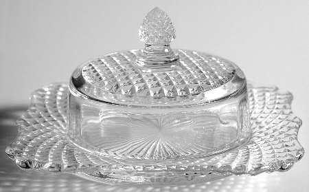 English Hobnail Clear (Round Base) Cheese Dish & Lid