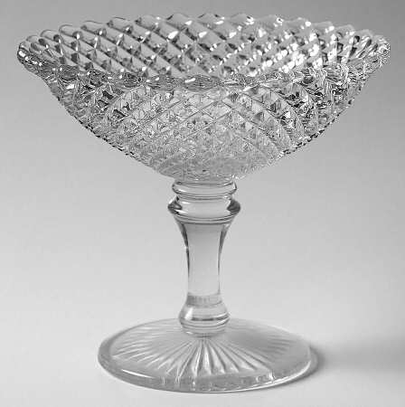 English Hobnail Clear (Round Base) Round Compote (Height X Width)