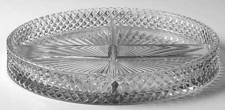 English Hobnail Clear (Round Base) 10" Round 4 Part Relish