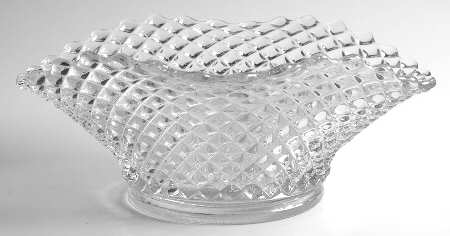 English Hobnail Clear (Round Base) 10" Oval Crimped Bowl