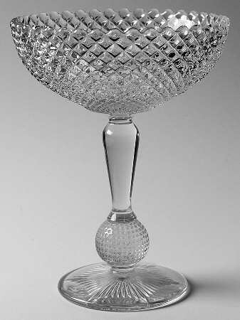 English Hobnail Clear (Round Base) Round Compote (Height X Width)