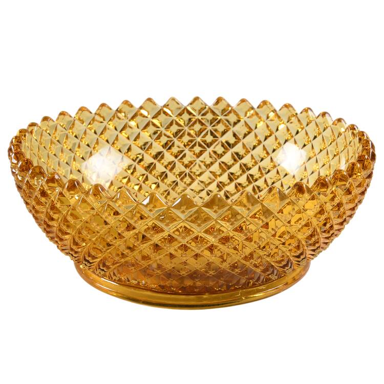 English Hobnail Amber 8" Round Bowl