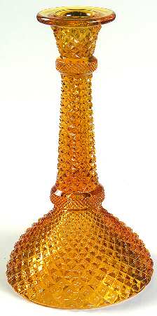 English Hobnail Amber 8" Single Light Candlestick
