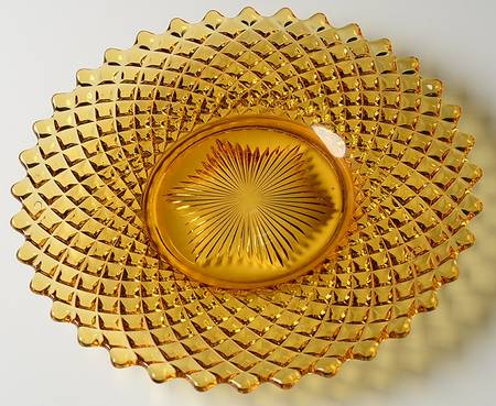 English Hobnail Amber Dinner Plate