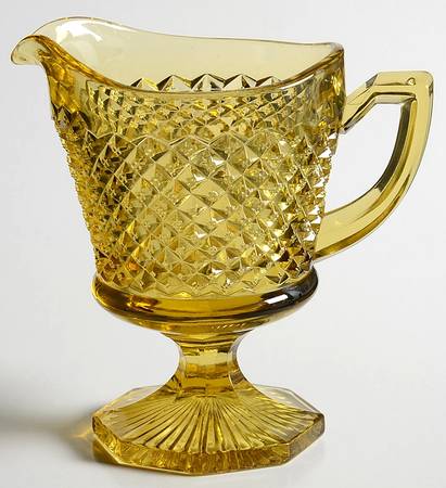 English Hobnail Amber Footed Creamer