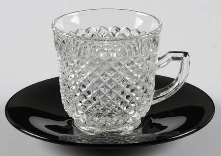 English Hobnail Black (Round Base) Demitasse Cup & Saucer Set