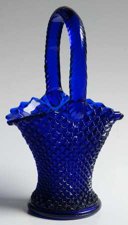 English Hobnail Cobalt (Square Foot) 9" Handled Basket