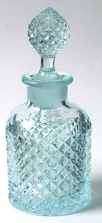 English Hobnail Light Blue Round Perfume Bottle & Stopper