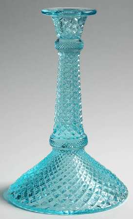 English Hobnail Light Blue 8" Single Light Candlestick