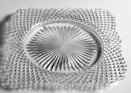 English Hobnail Clear (Round Base) Square Dinner Plate