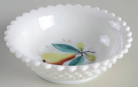 English Hobnail Milk Glass (Round or Hex Base) 5" Nappy