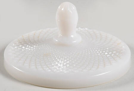English Hobnail Milk Glass (Round or Hex Base) Lid for Puff Jar