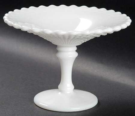 English Hobnail Milk Glass (Round or Hex Base) Open Honey Dish
