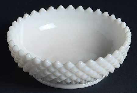 English Hobnail Milk Glass (Round or Hex Base) 4" Nappy