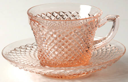 English Hobnail Pink (Round Foot) Flat Cup & Saucer Set