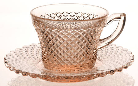 English Hobnail Pink (Round Foot) Cup & Saucer Set