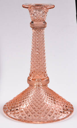 English Hobnail Pink (Round Foot) 8" Single Light Candlestick