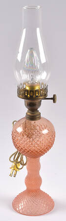 English Hobnail Pink (Round Foot) Electric Lamp, No Shade or Globe by Westmoreland