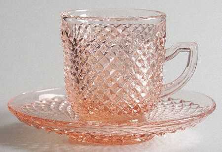 English Hobnail Pink (Round Foot) Demitasse Cup & Saucer Set