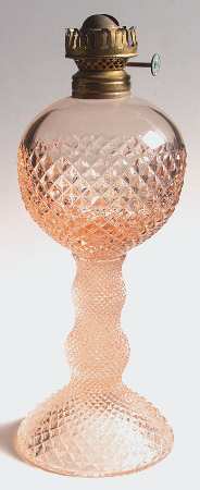 English Hobnail Pink (Round Foot) Oil Lamp