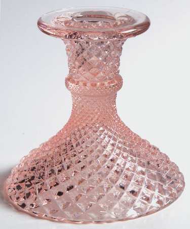 English Hobnail Pink (Round Foot) Single Light Candlestick
