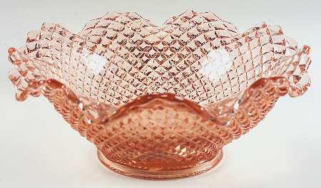 English Hobnail Pink (Round Foot) 10" Round Crimped Bowl