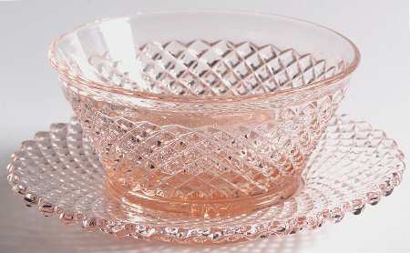 English Hobnail Pink (Round Foot) Finger Bowl & Underplate