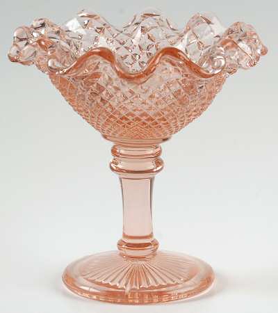 English Hobnail Pink (Round Foot) Round Compote (Height X Width)