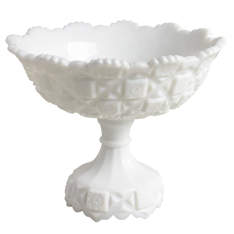 Old Quilt (Milk Glass) Footed Bell Bowl