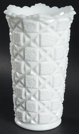 Old Quilt (Milk Glass) 9" Belled Vase