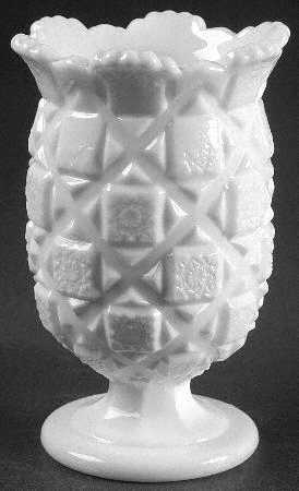 Old Quilt (Milk Glass) Celery Vase
