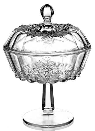 Paneled Grape Clear Stem-Footed Bowl & Cover