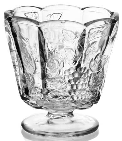 Paneled Grape Clear Medium Footed Cupped Jardiniere