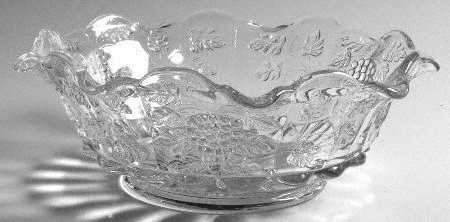 Paneled Grape Clear Crimped Bowl