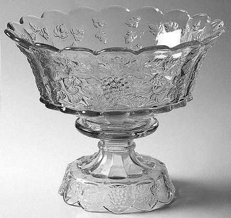 Paneled Grape Clear Punch Bowl with Stand