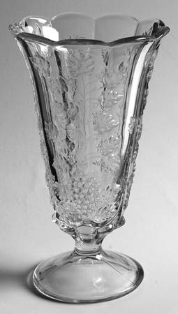 Paneled Grape Clear 9" Belled Vase