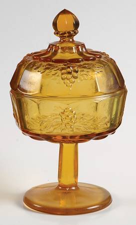 Paneled Grape Golden Sunset Compote & Lid