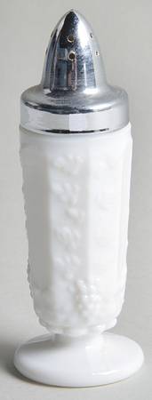 Paneled Grape Milk Glass Footed Shaker & Metal Lid